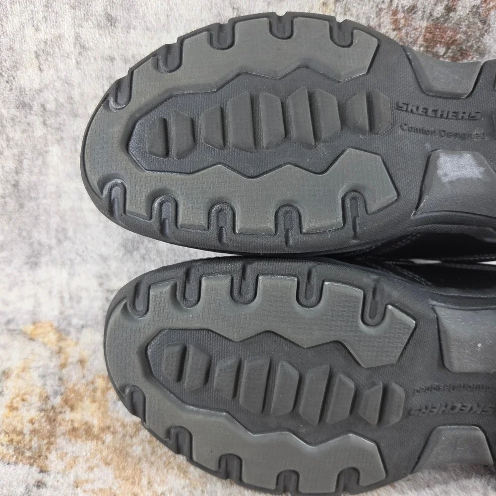 Skechers Expended Margo Slip On Shoes Men 8 Black Leather Comfort Dad Orthopedic